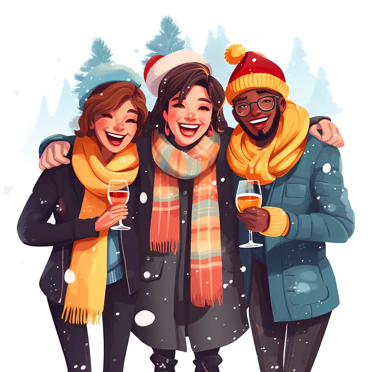 Friends Enjoying Winter Celebration