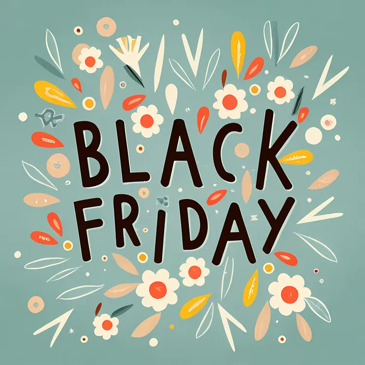 Black Friday Sale Banner with Floral Design