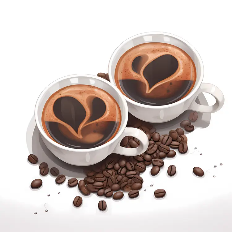 Beautiful Coffee Cups with Latte Art