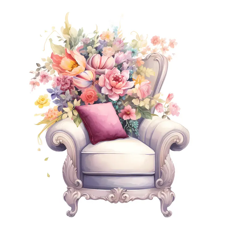 Elegant Armchair with Floral Arrangement