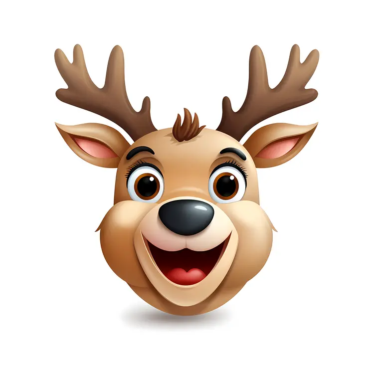 Smiling Reindeer with Antlers