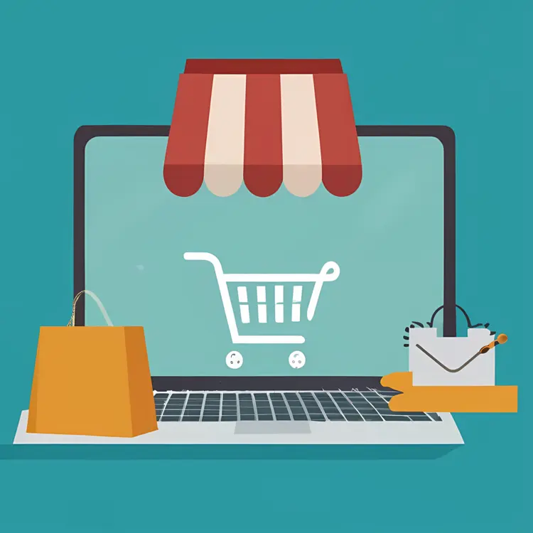 E-commerce Shopping Cart on Laptop