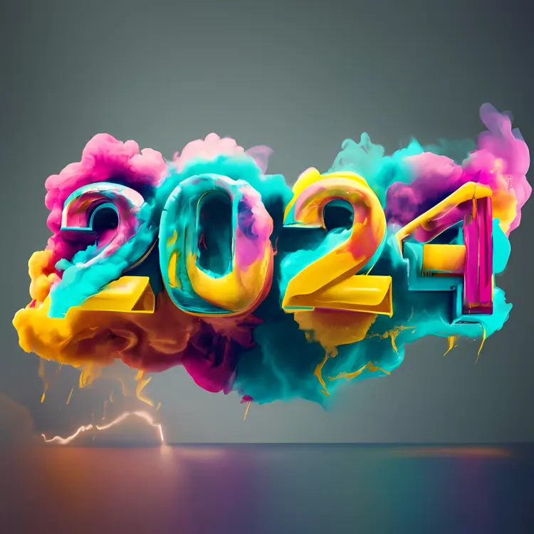 Vibrant 2024 Text with Colorful Background