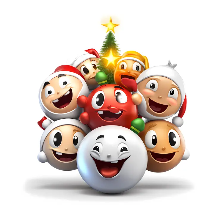 Group of Happy Christmas Ornaments