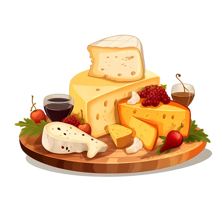 Cheese Platter with Wine and Fruit