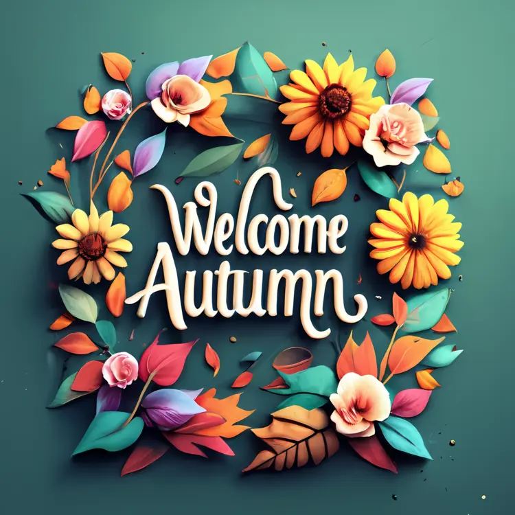 Welcome Autumn with Vibrant Flowers and Leaves