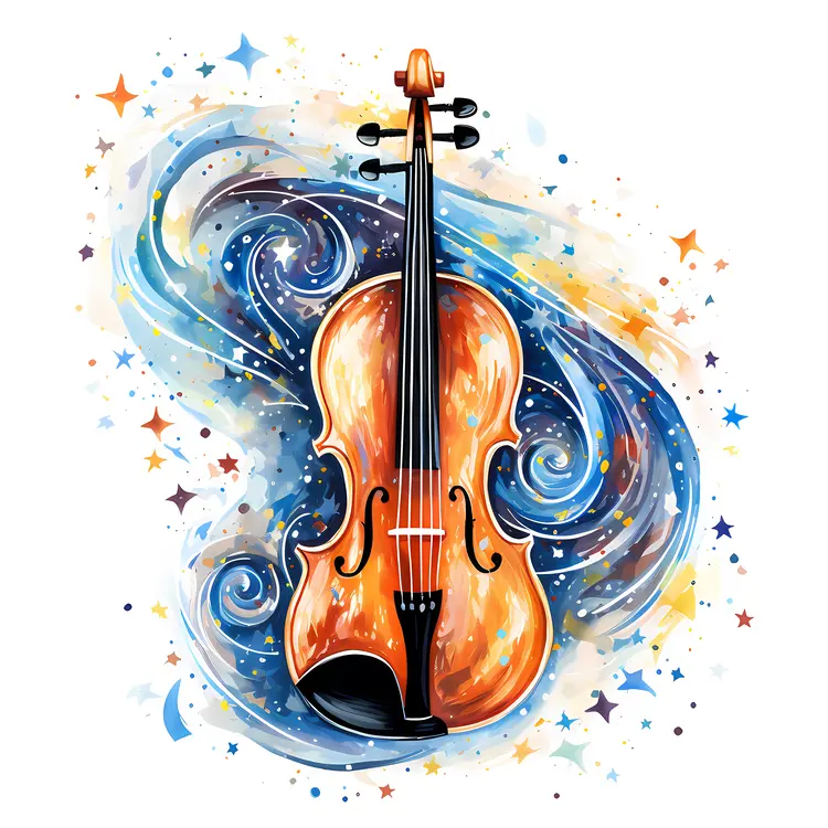 Violin with Starry Night Background