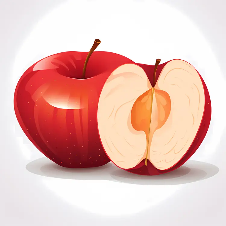 Red Apples with Sliced Half