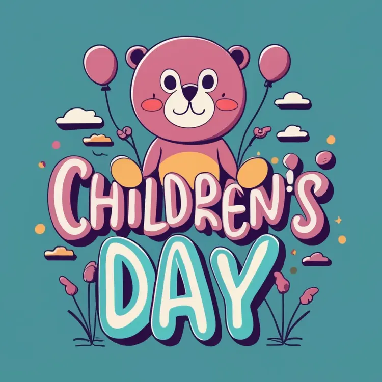 Children's Day Text with Bear