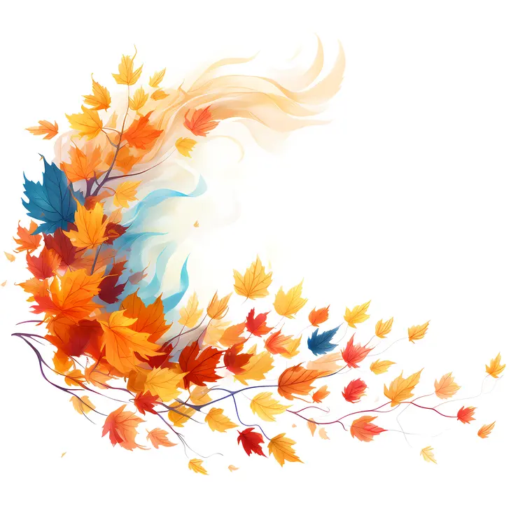 Autumn Tree with Falling Leaves