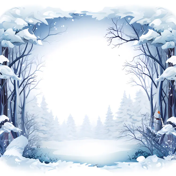 Snowy Forest with Bare Trees