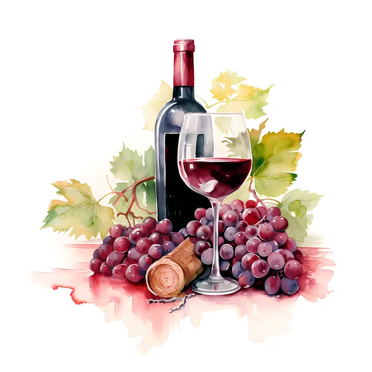 Elegant Wine with Grapes and Glass
