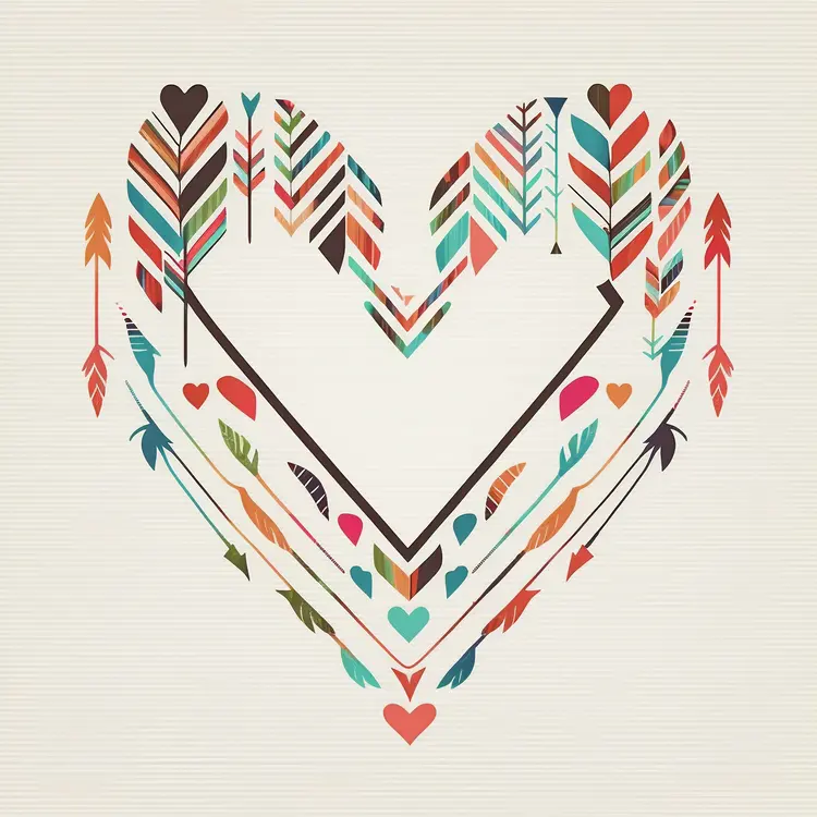Colorful Heart with Arrows for Valentine's Day