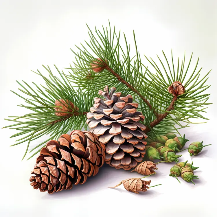 Pine Cones and Needles Illustration for Christmas Decor