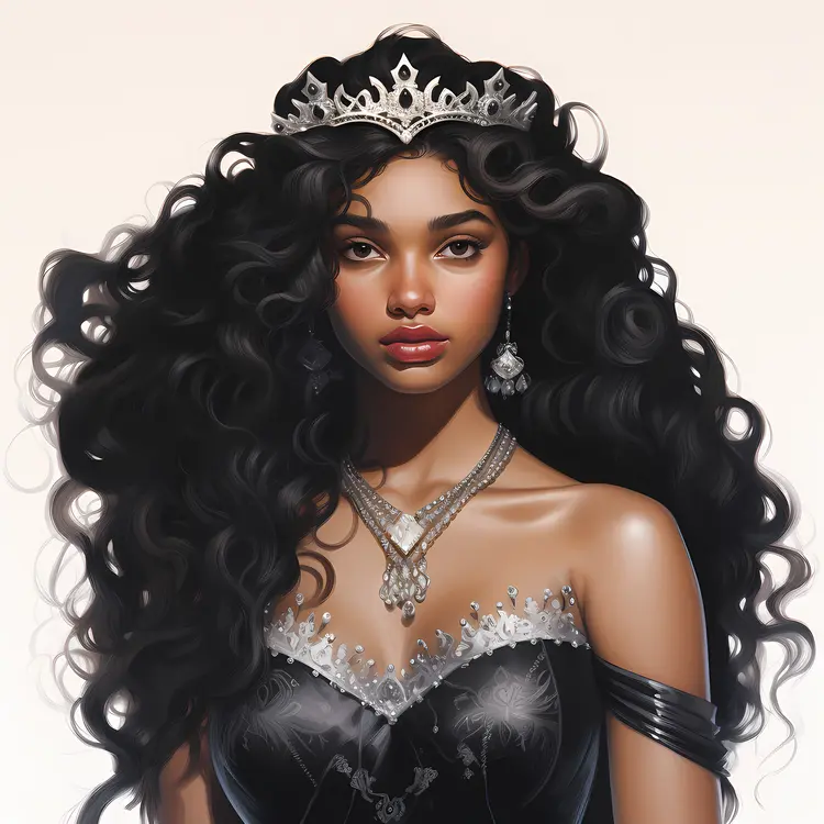 Princess with Black Dress and Silver Crown