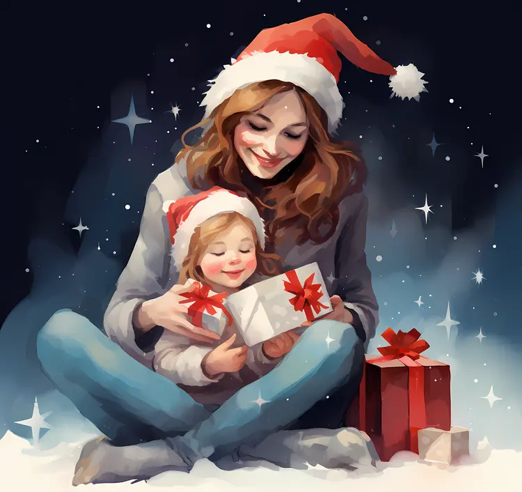 Mother and Child Celebrating Christmas