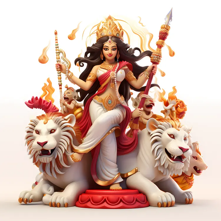 Divine Goddess with Lions and Trident