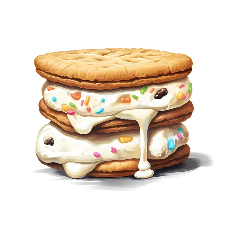 Round Ice Cream Sandwich with Sprinkles