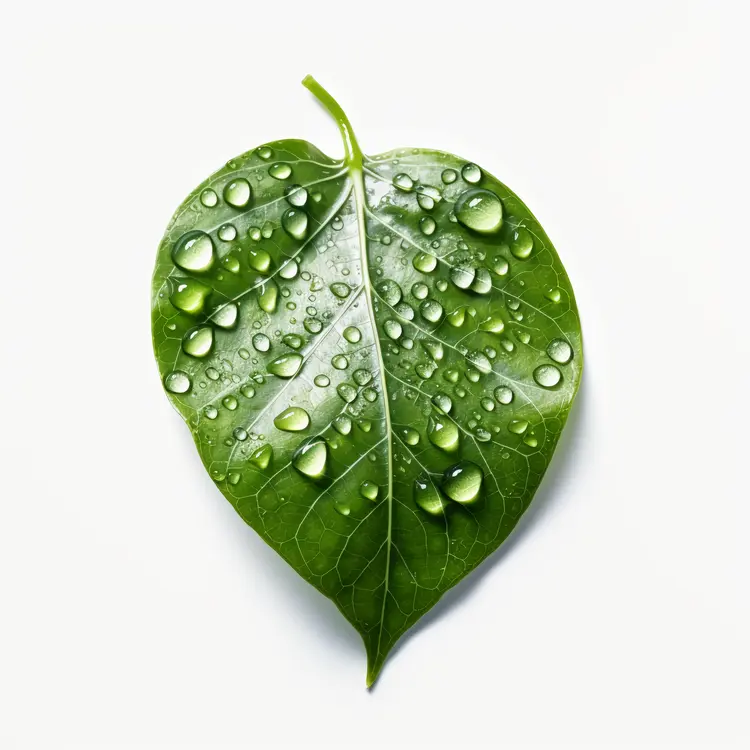 Fresh Green Leaf with Water Droplets