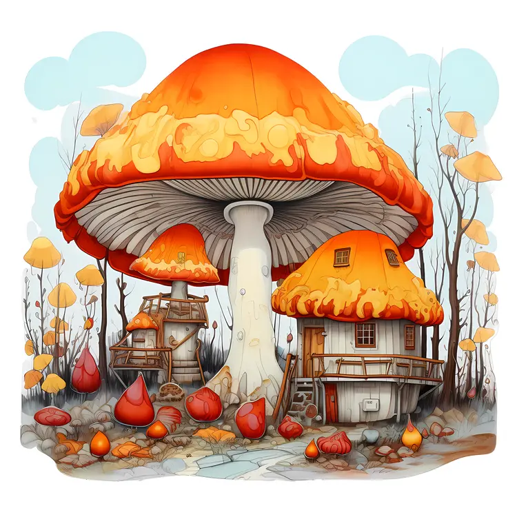 Fantasy Mushroom House in a Whimsical Setting