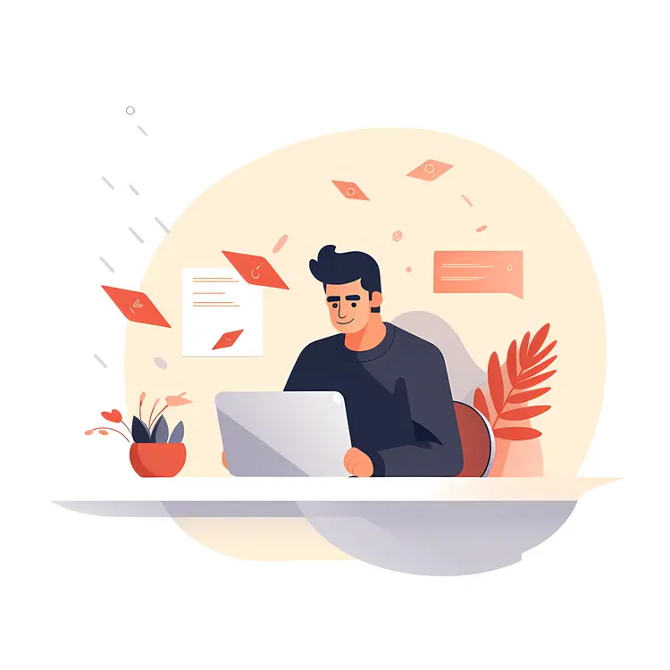 Man Working on Laptop at Desk