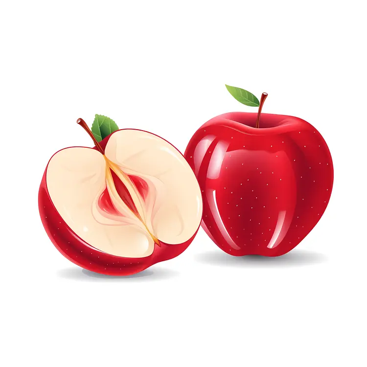 Red Apple with Half Apple