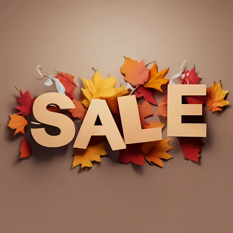 Autumn Sale Sign with Colorful Leaves