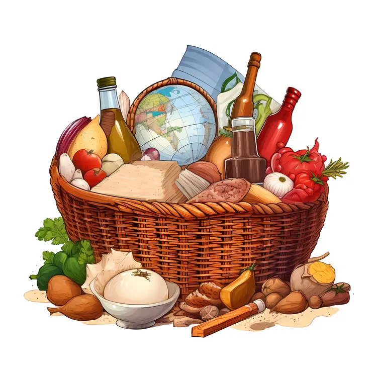 Delicious Picnic Basket with Assorted Foods