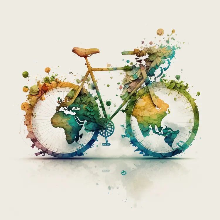 Colorful Bicycle with World Map Art