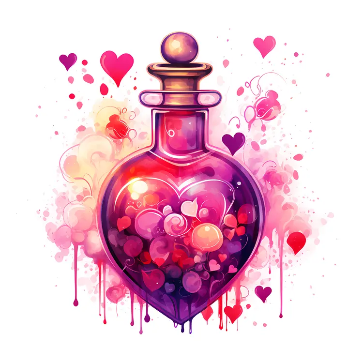 Heart Potion with Swirling Hearts