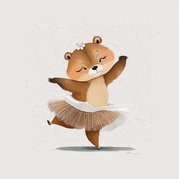 Cute Bear in Tutu Dancing Ballet