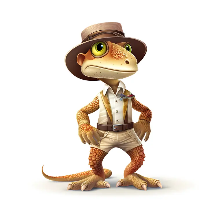 Stylish Lizard in Explorer Outfit