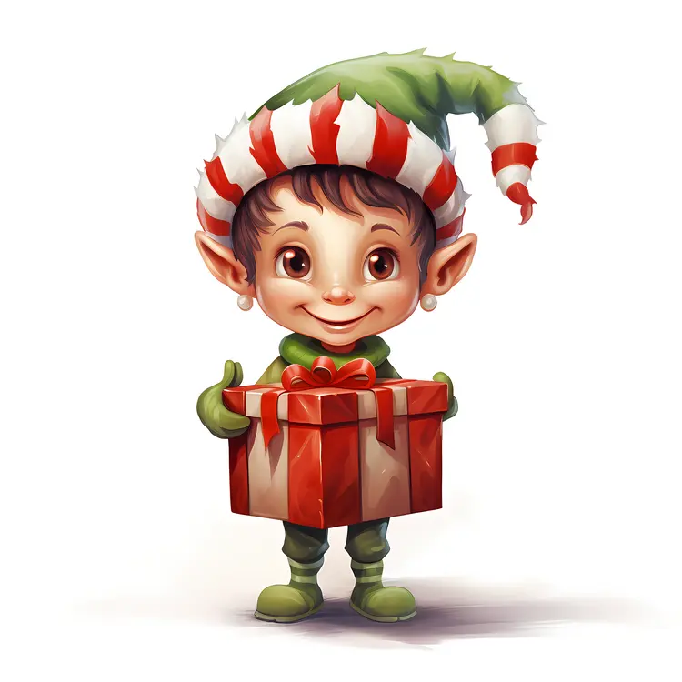 Elf Holding a Gift