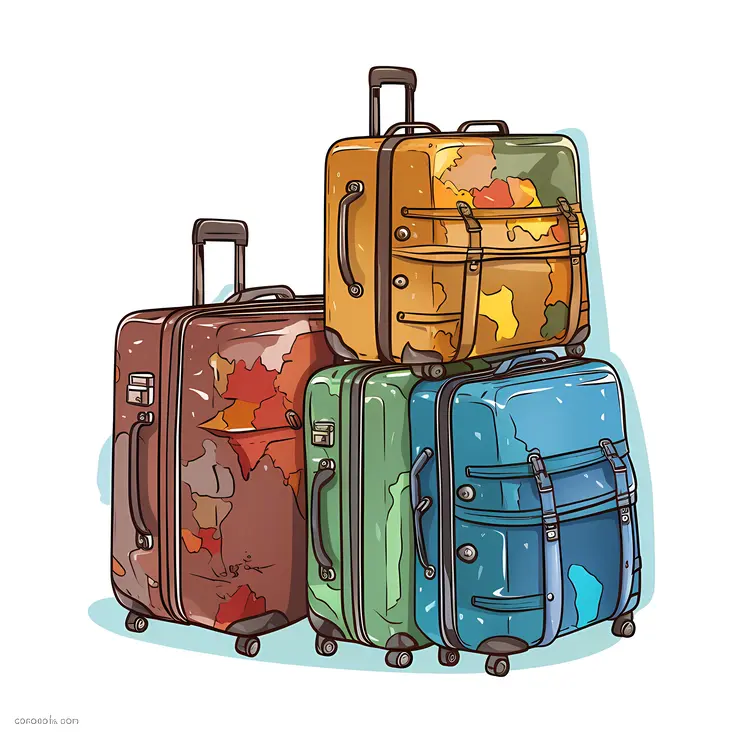 Map Pattern Luggage Set