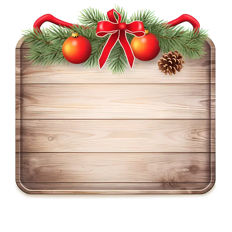 Wooden Sign with Christmas Decorations