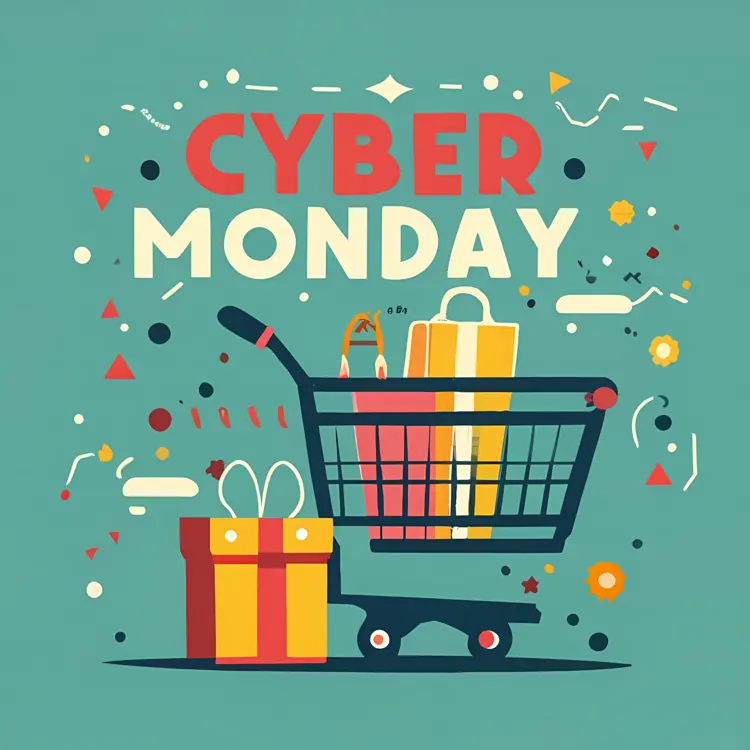 Cyber Monday Shopping Cart with Gifts