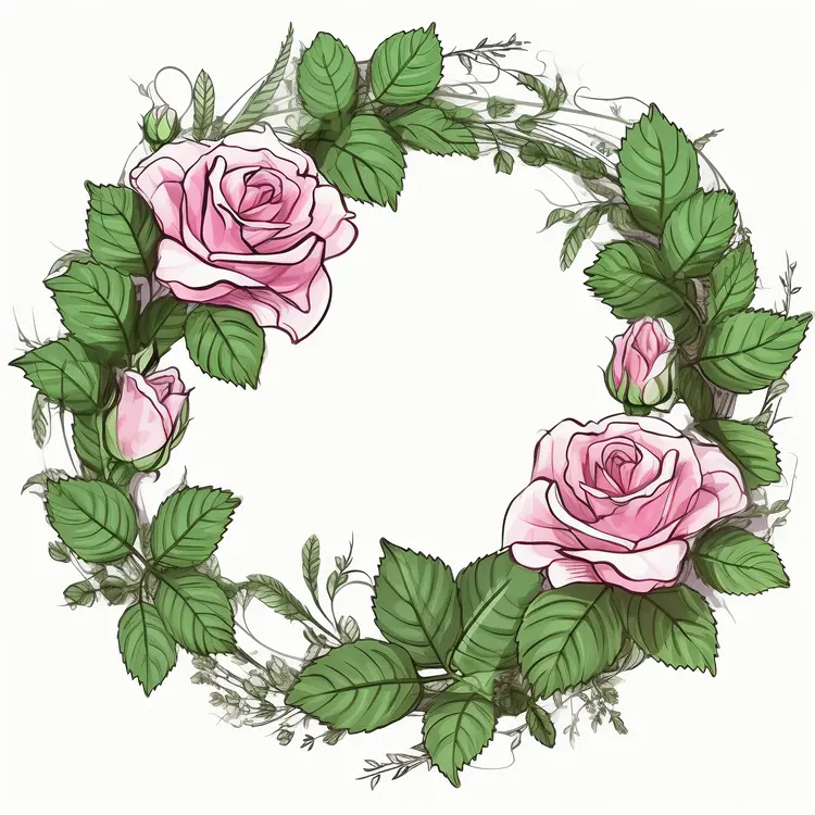 Beautiful Rose Wreath Illustration