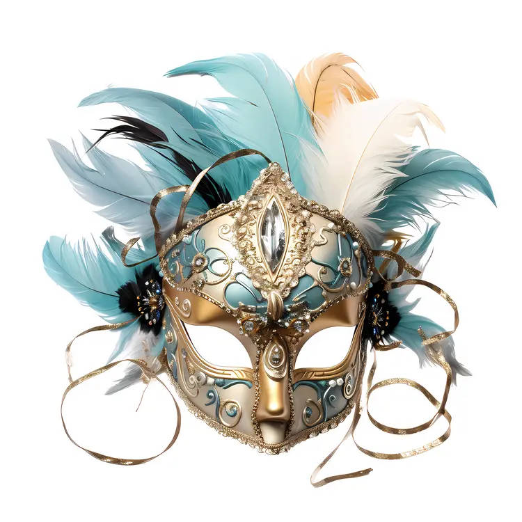 Elegant Feather Mask for Venetian Ball