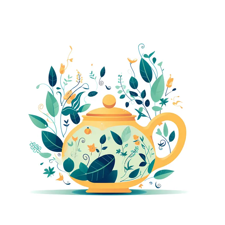 Yellow Teapot with Floral Design