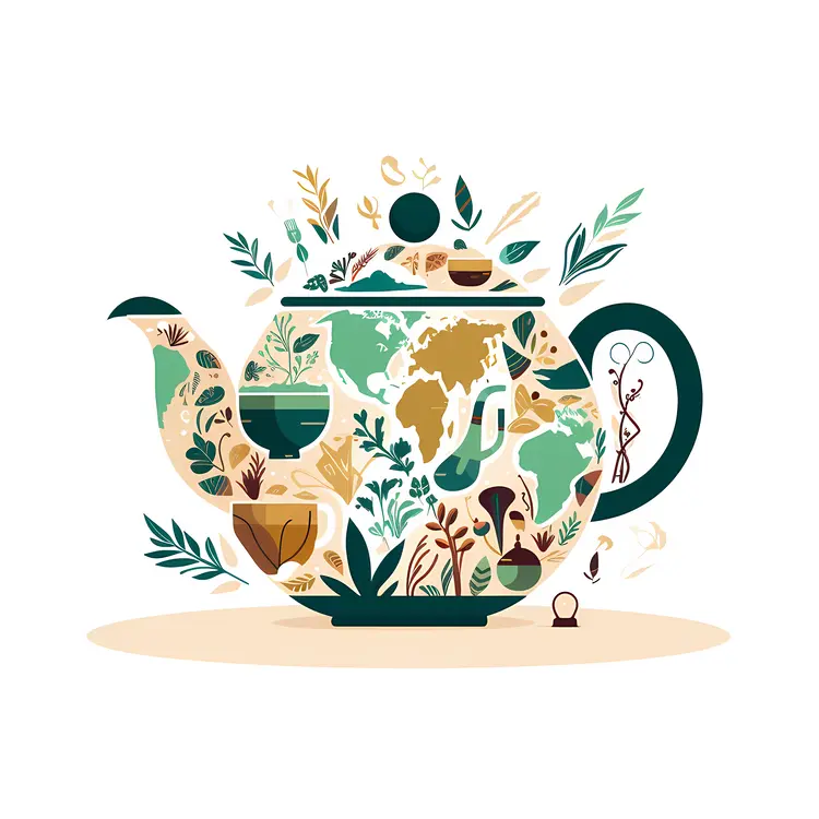 Green Teapot with World Map Design