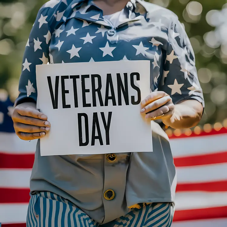 Person Holding Veterans Day Sign