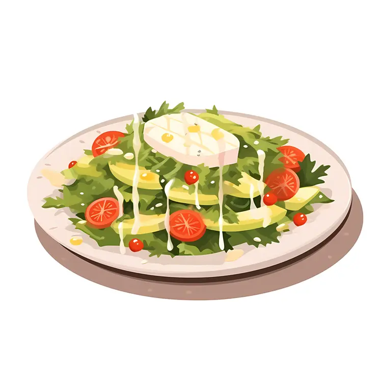 Fresh Salad with Vegetables and Dressing