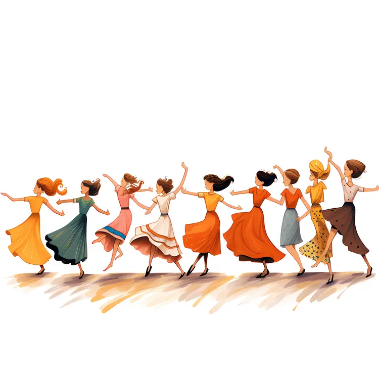 Joyful Group Dance Illustration