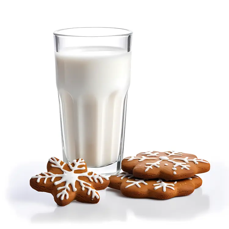 Snowflake Gingerbread Cookies with Milk