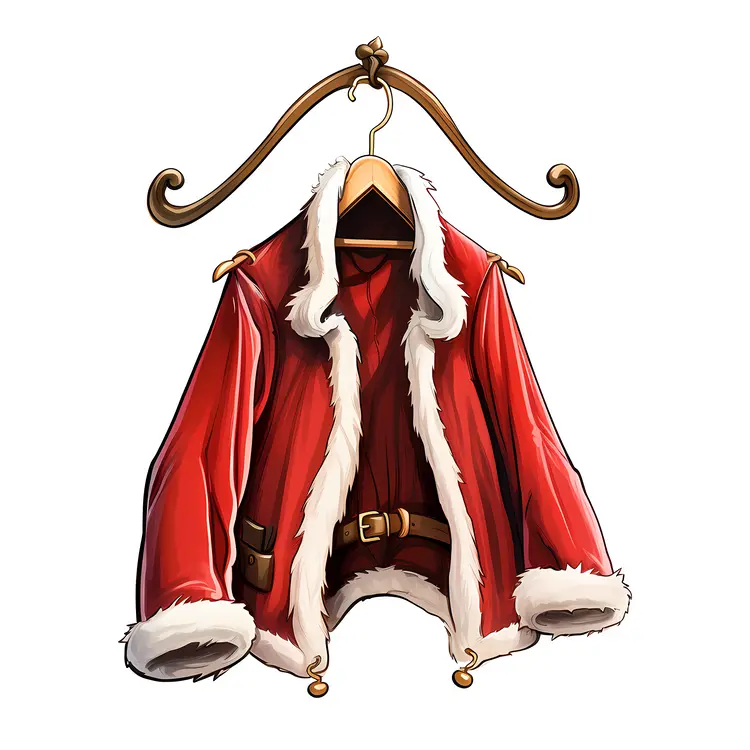 Santa Coat with White Fur on Hanger