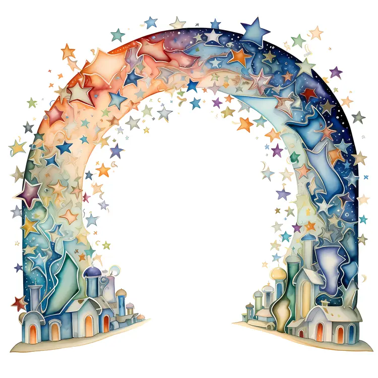 Starry Arch with Cityscape