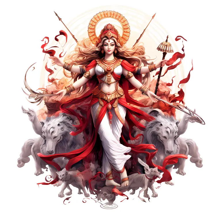 Detailed Goddess Illustration with Animals
