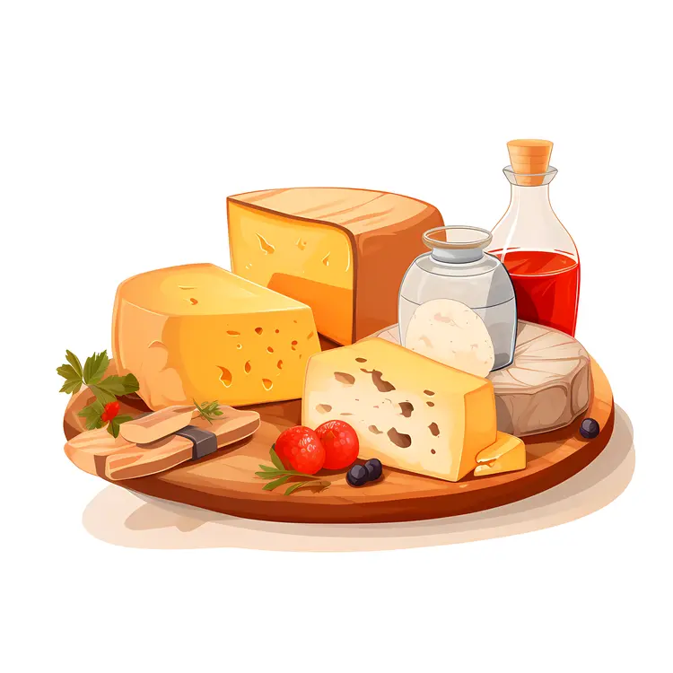 Cheese Board with Tomatoes and Wine