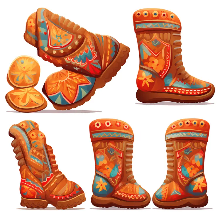 Colorful Patterned Boots for Winter Festivals