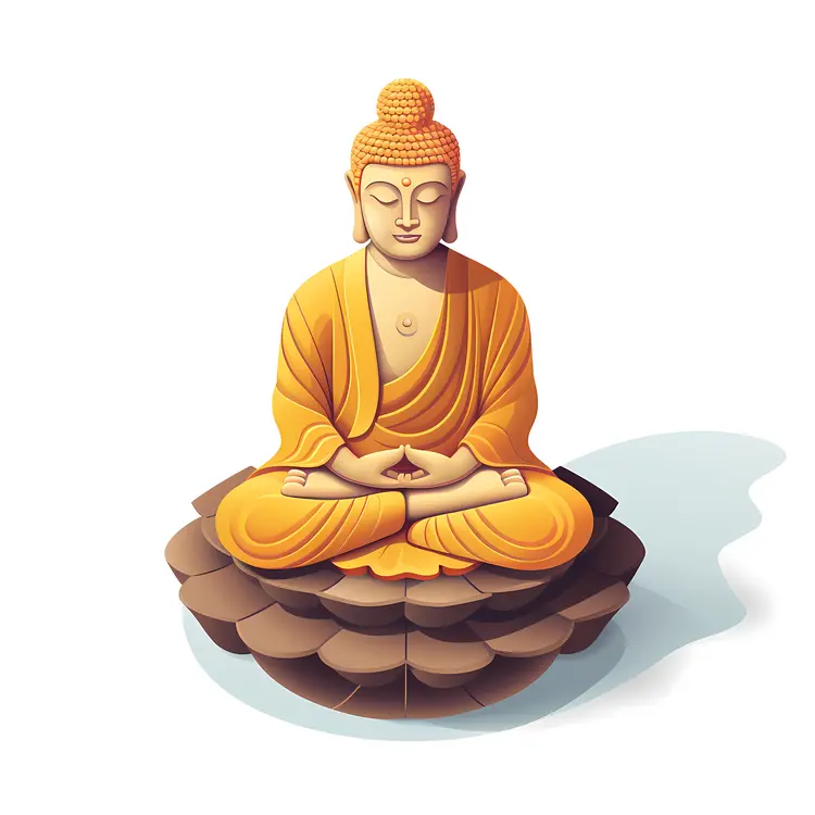 Orange Buddha Statue on Lotus